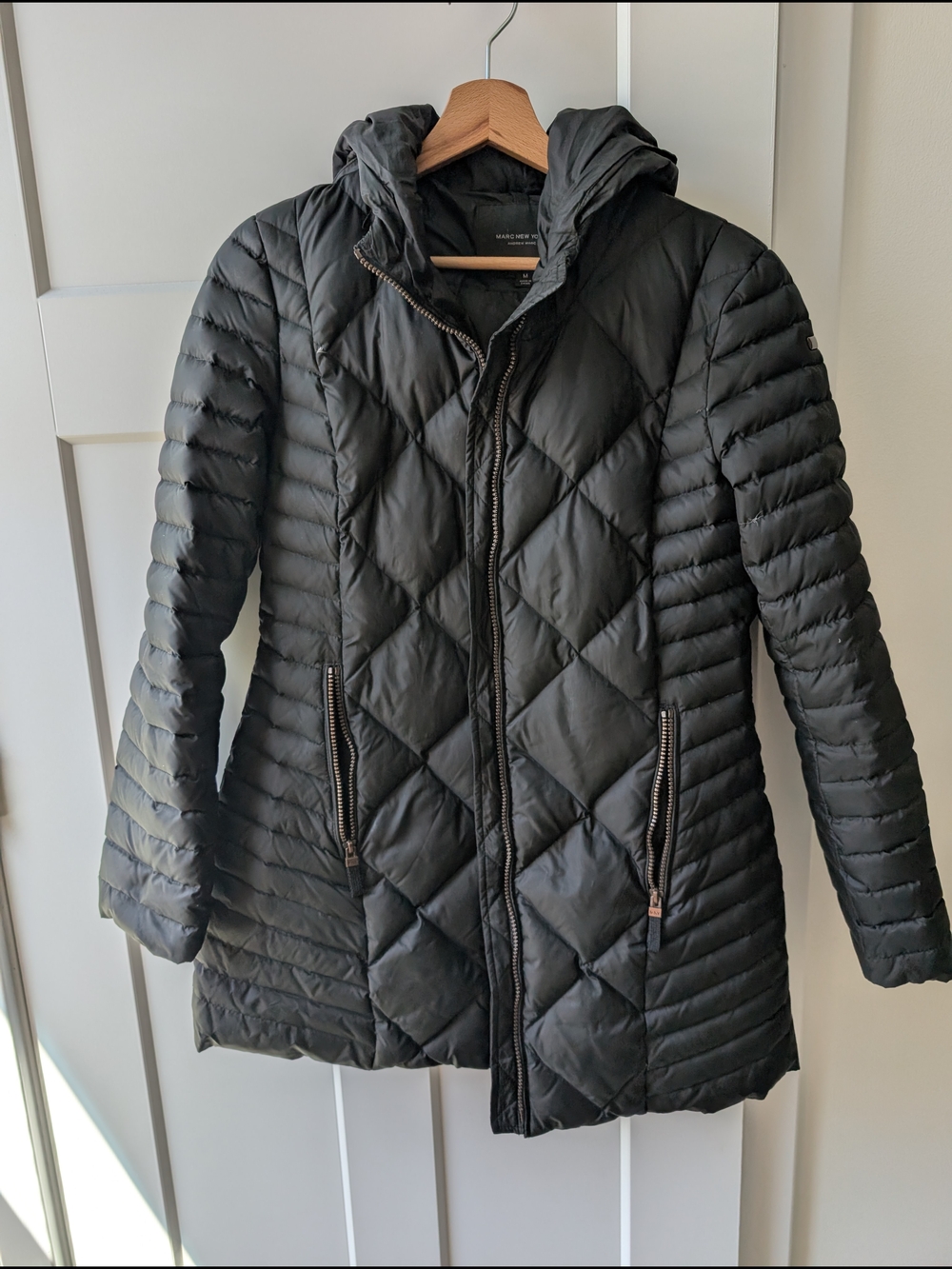 Marc Jacobs Down Quilted Hooded Coat - Black